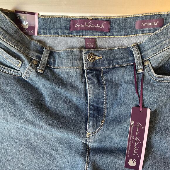 Gloria Vanderbilt Women Amanda Jeans size 8 MissyShort Blue MidRise Stretch Slim - Picture 8 of 11